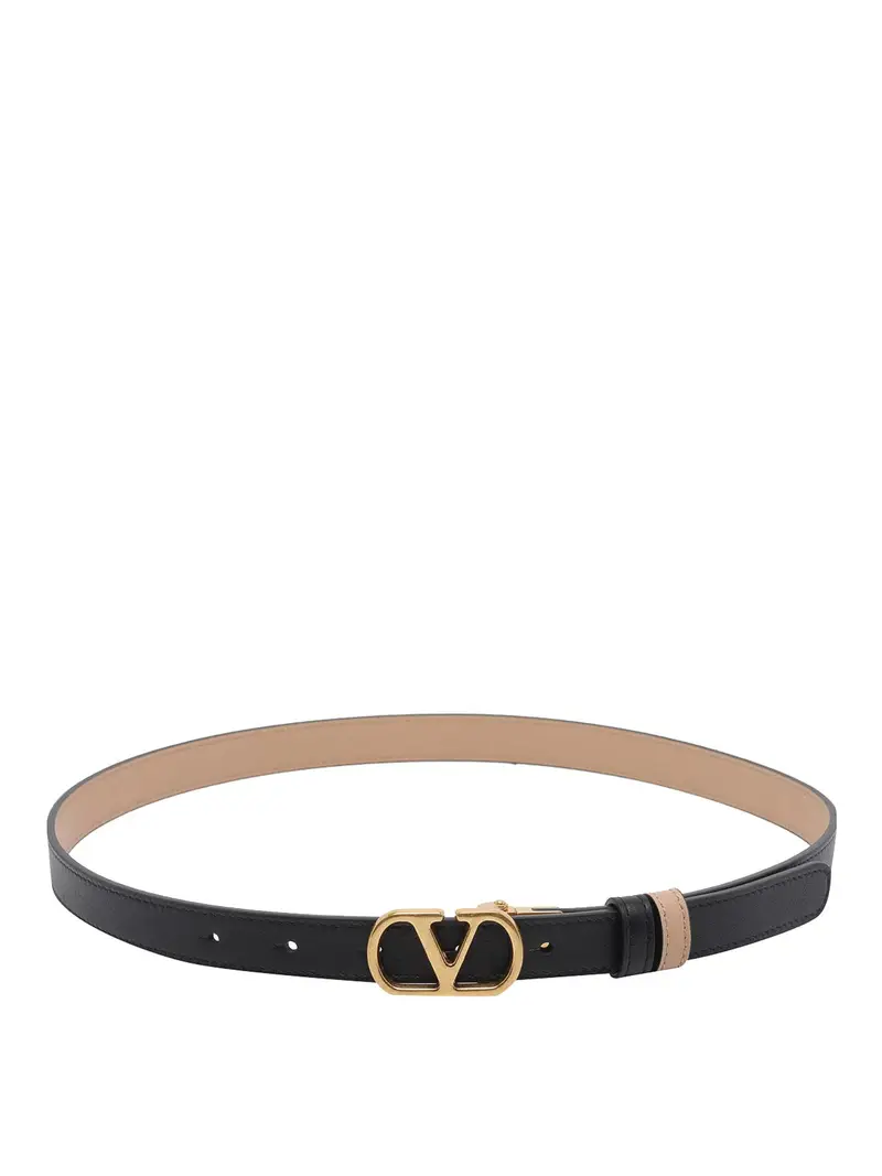 Cintura reversibile con firma Vlogo Nero