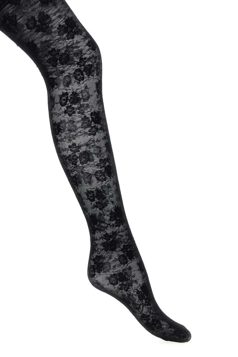 Collant Valentino Garavani 'Chez Valentino' Pizzo Nero