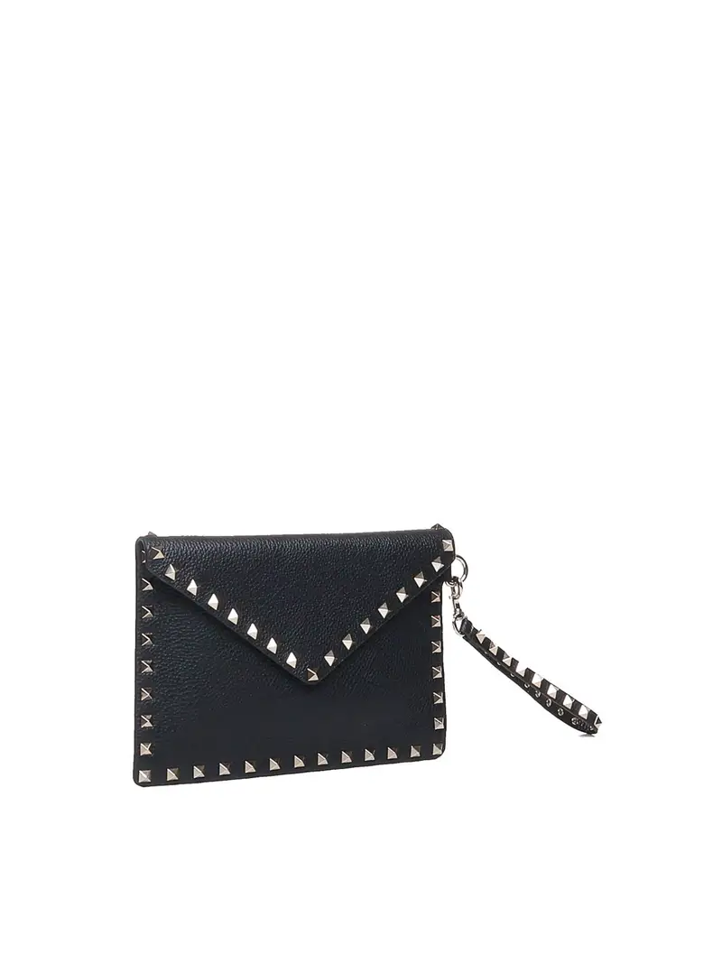 Custodia Rockstud in pelle di vitello granata Nero