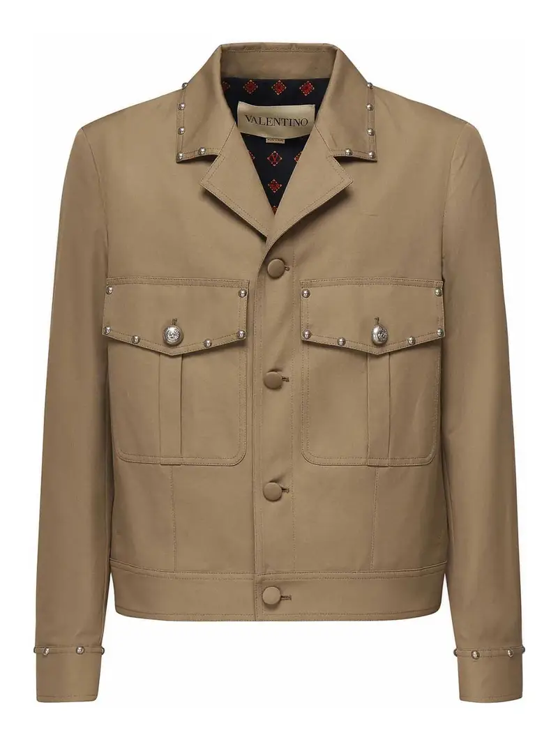 Giacca In Cotone Con Borchie Beige