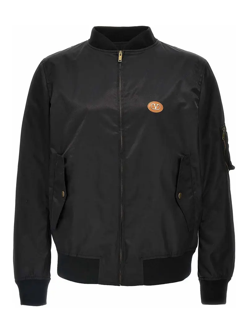 Giubbotto bomber con logo Nero