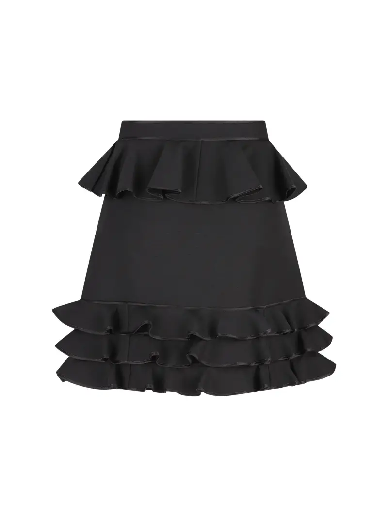 Gonna Corta In Crepe Couture NERO miniatura 2
