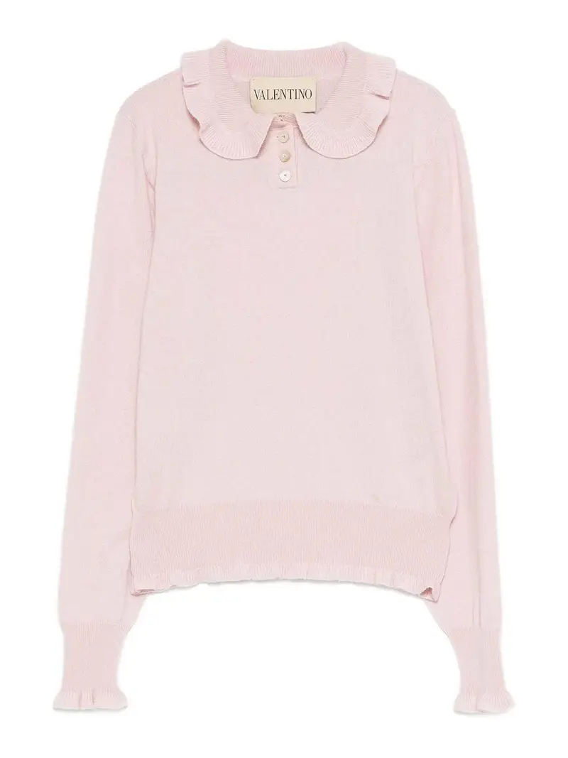 Maglione con colletto arricciato Rosa