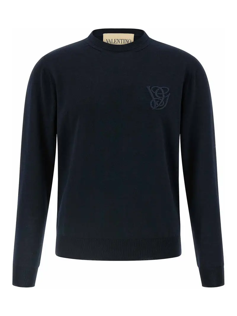 Maglione con ricamo logo Blu