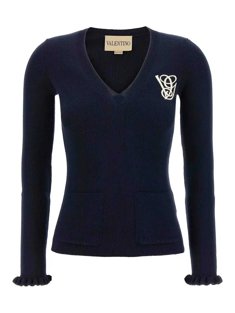 Maglione ricamato Blu