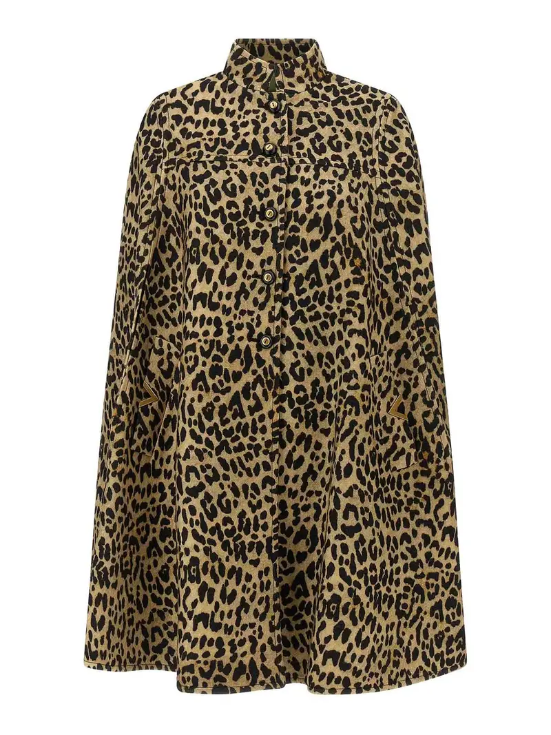 Mantella In Panno Animalier Marrone