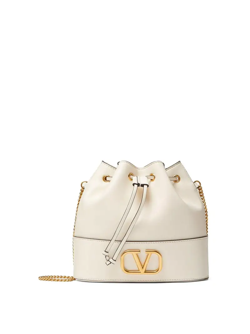 Mini borsa in pelle con firma Vlogo Bianco