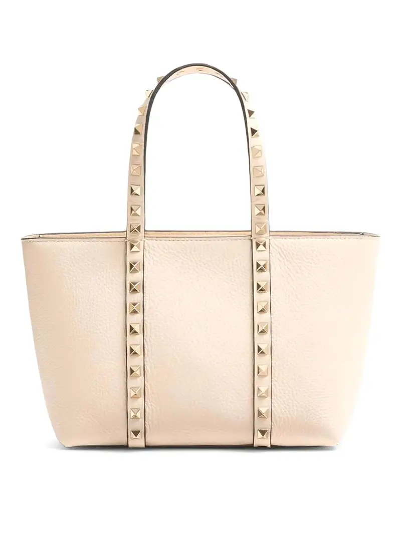 Mini tote Rockstud in pelle martellata Color Carne E Neutri