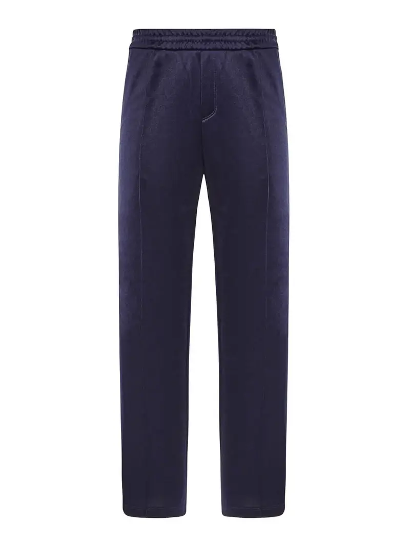 Pantaloni In Acetato Con Patch Vlogo Blu scuro