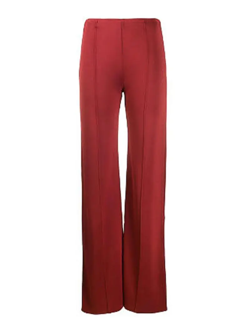 Pantaloni Svasati Con Cuciture Tubate Rosso Scuro