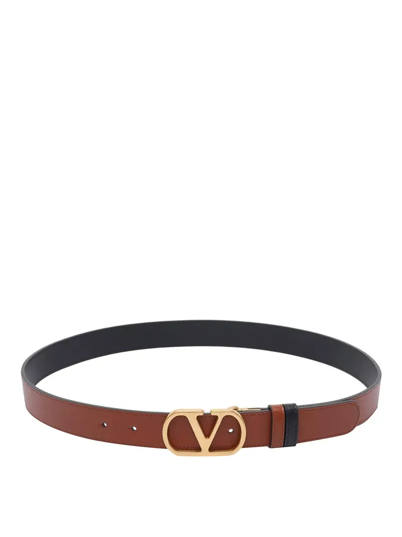 Reversible Vlogo Signature Belt Marrone