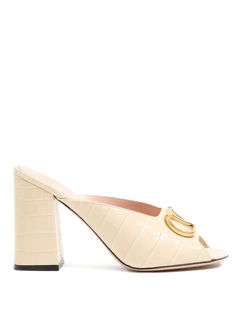 Sabot in pelle con firma Vlogo Bianco