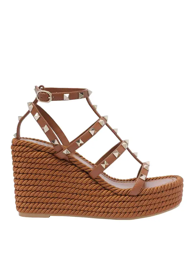 Sandali a cuneo rockstud Marrone