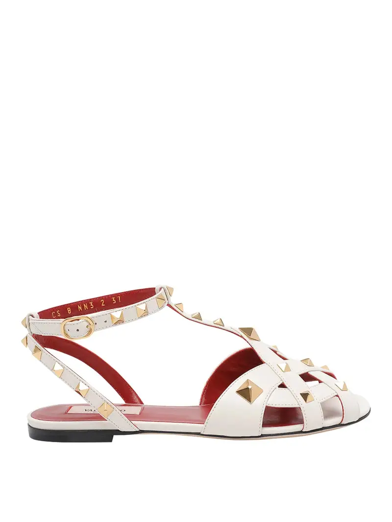 Sandali con borchie bianchi Bianco