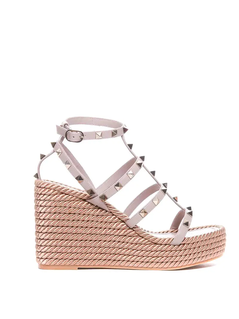 Sandali con zeppa Rockstud Color Carne E Neutri