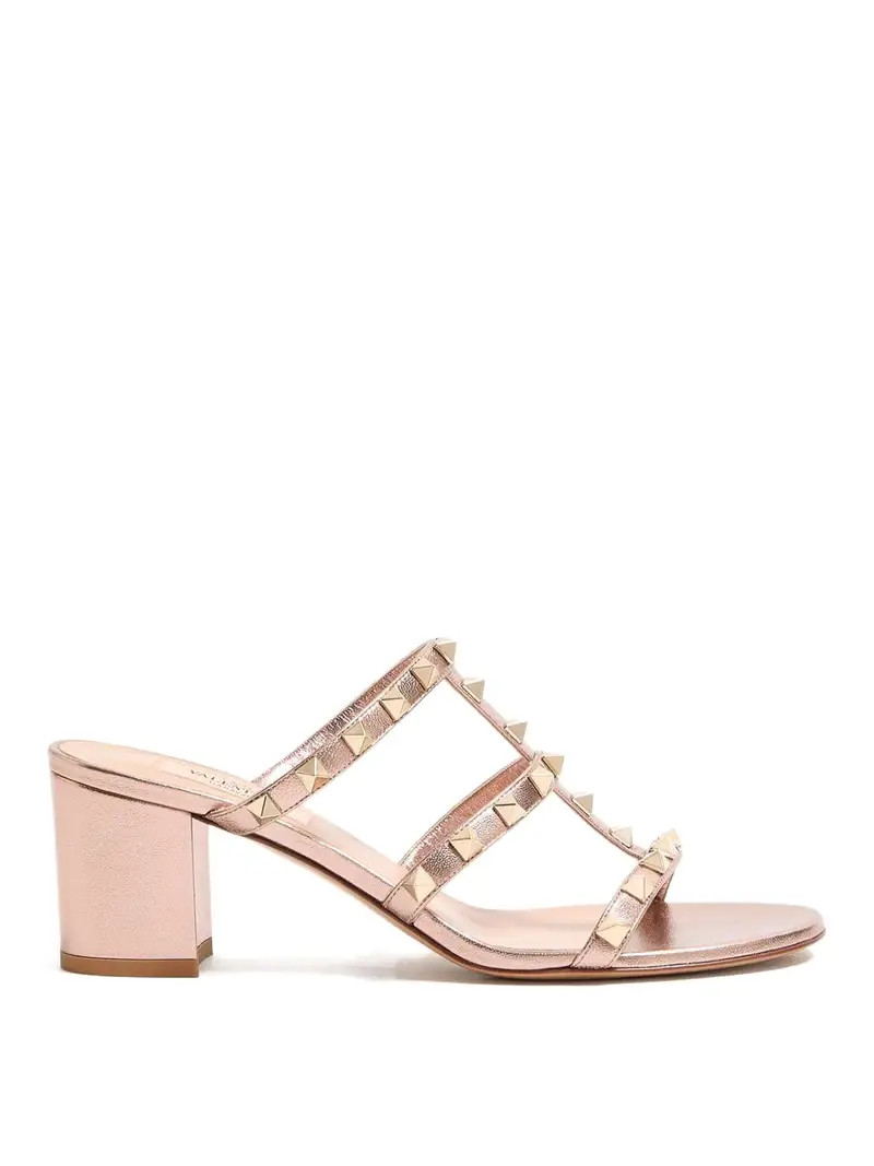 Sandali in pelle Rockstud Color Carne E Neutri