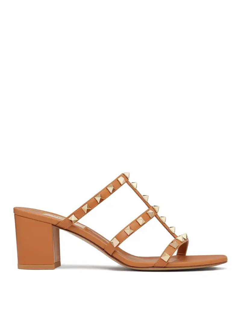 Sandali in pelle Rockstud Marrone