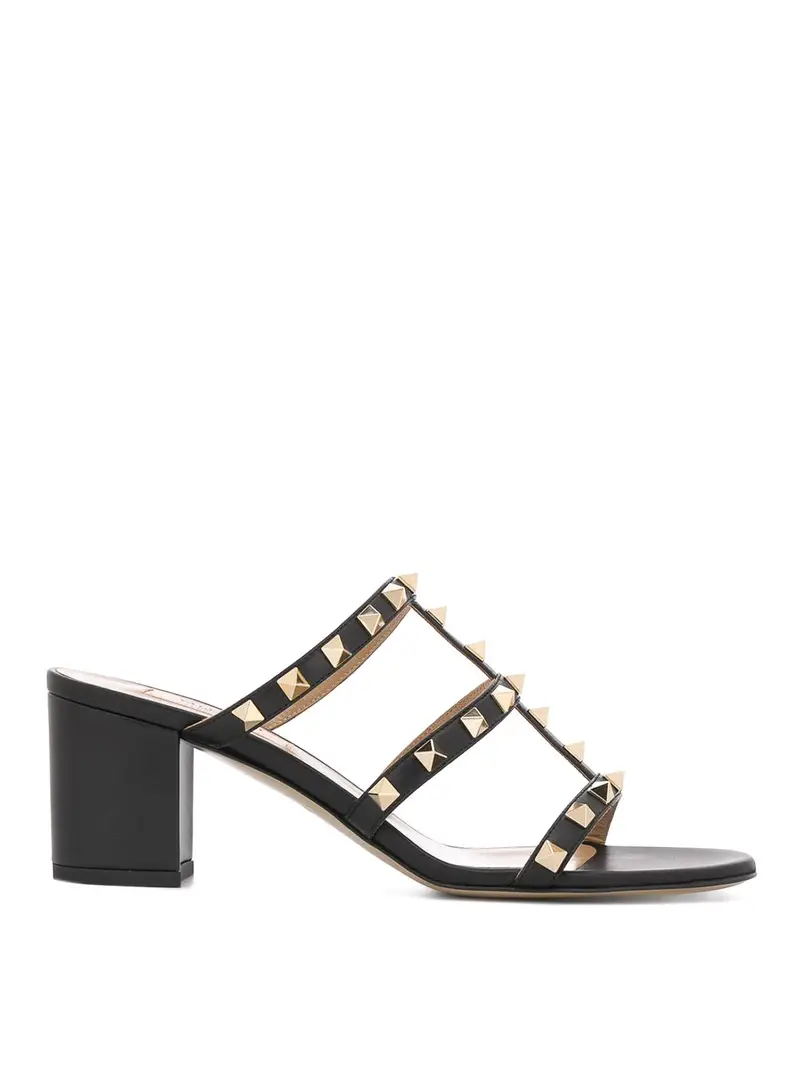 Sandali in pelle Rockstud Nero