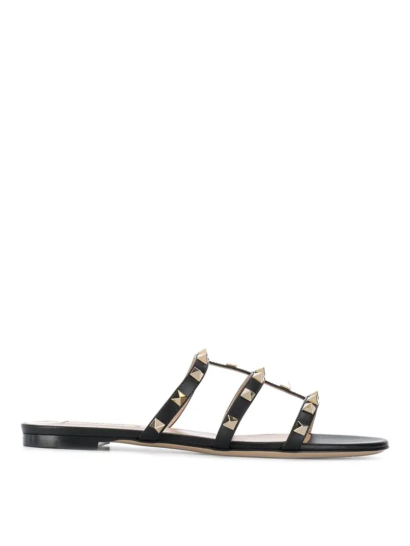 Sandali in pelle Rockstud Nero