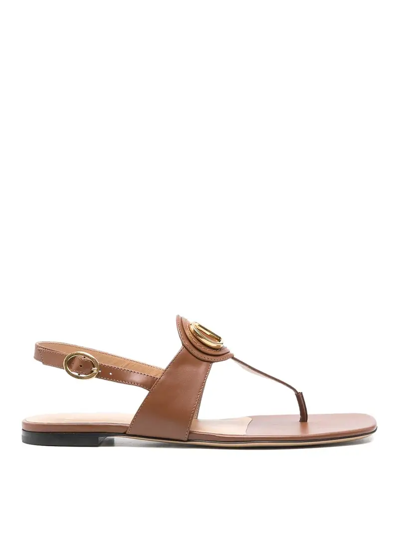 Sandali infradito in pelle con firma Vlogo Marrone