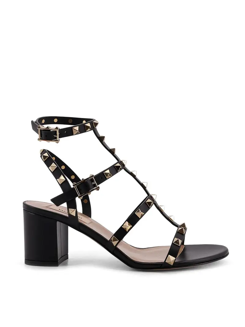 Sandali Rockstud In Pelle Nero