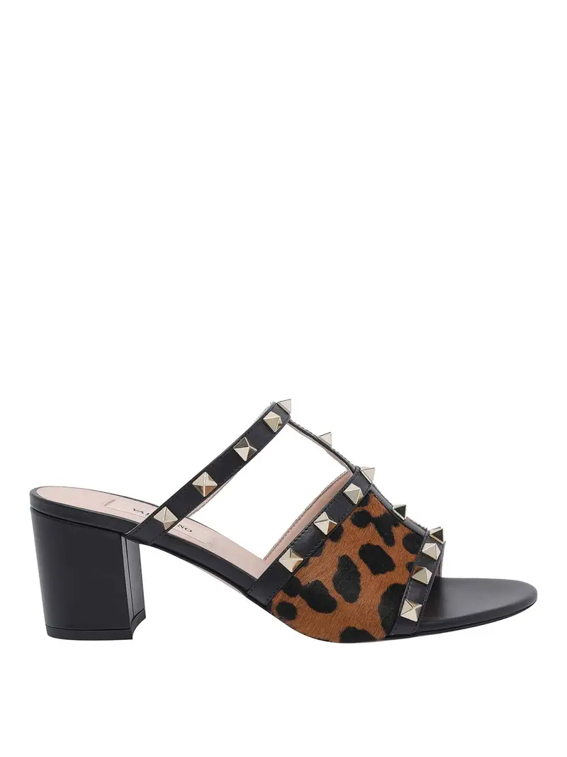 Sandali slider Rockstud Nero
