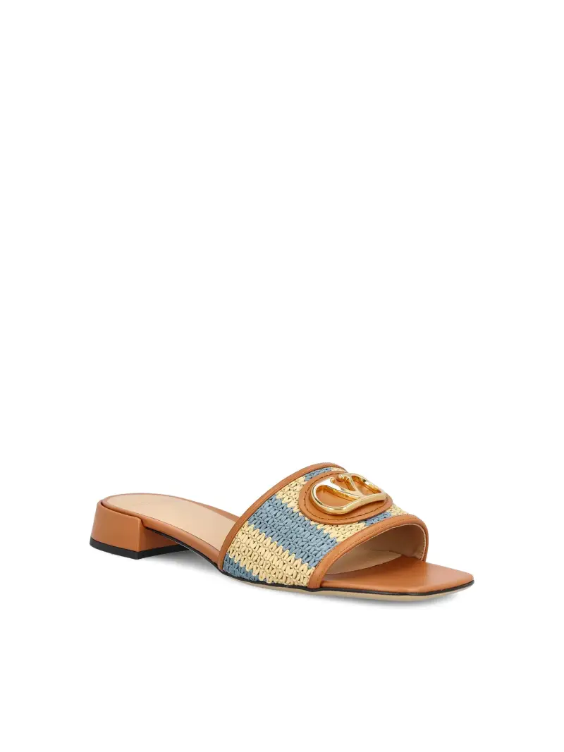 Sandali VLogo In Rafia AZZURRO miniatura 2