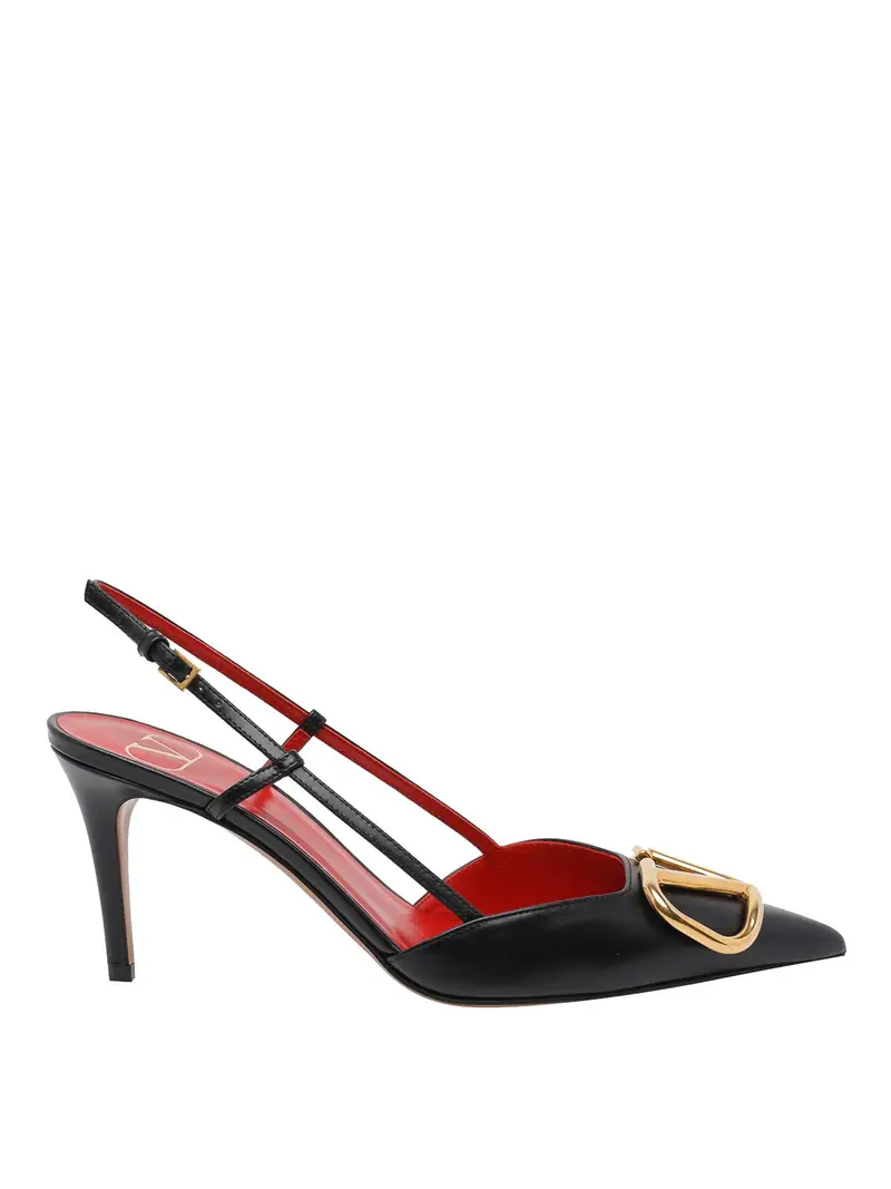 Slingback dÃ©colletÃ© con firma Vlogo nera Nero