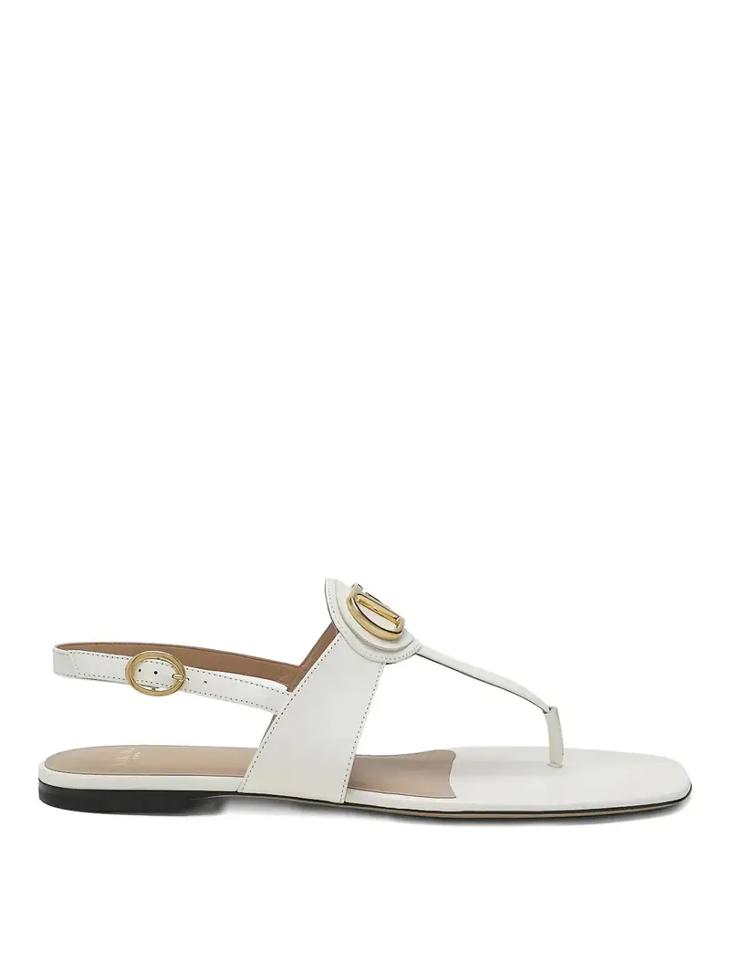 Slingback in pelle Bianco