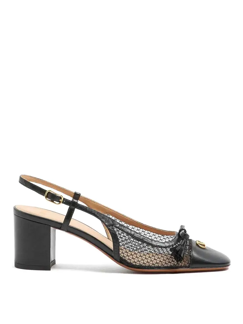Slingback in pelle Nero
