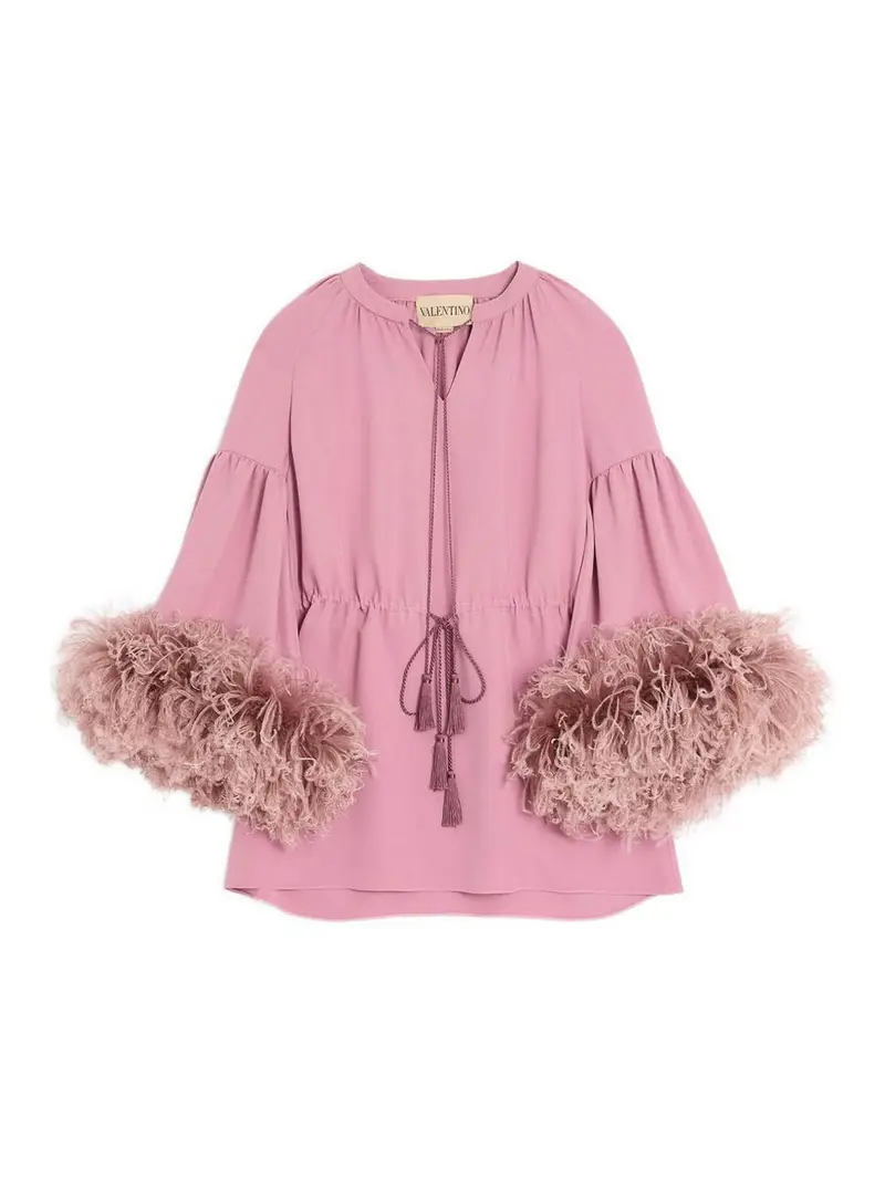 Top in seta piumata Color Carne E Neutri