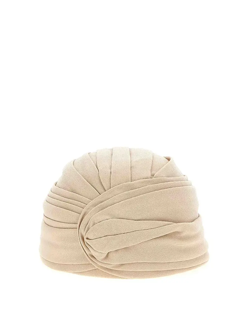 Turbante rigido in lana Beige