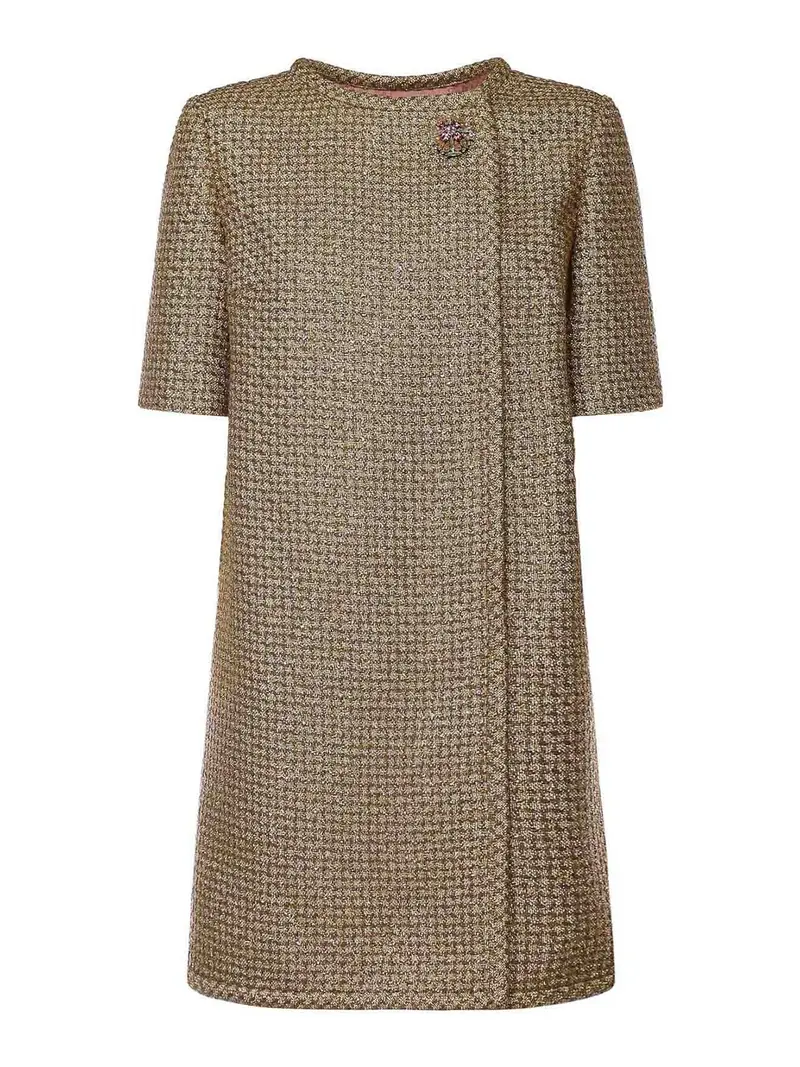 Vestito corto in tweed lurex Oro