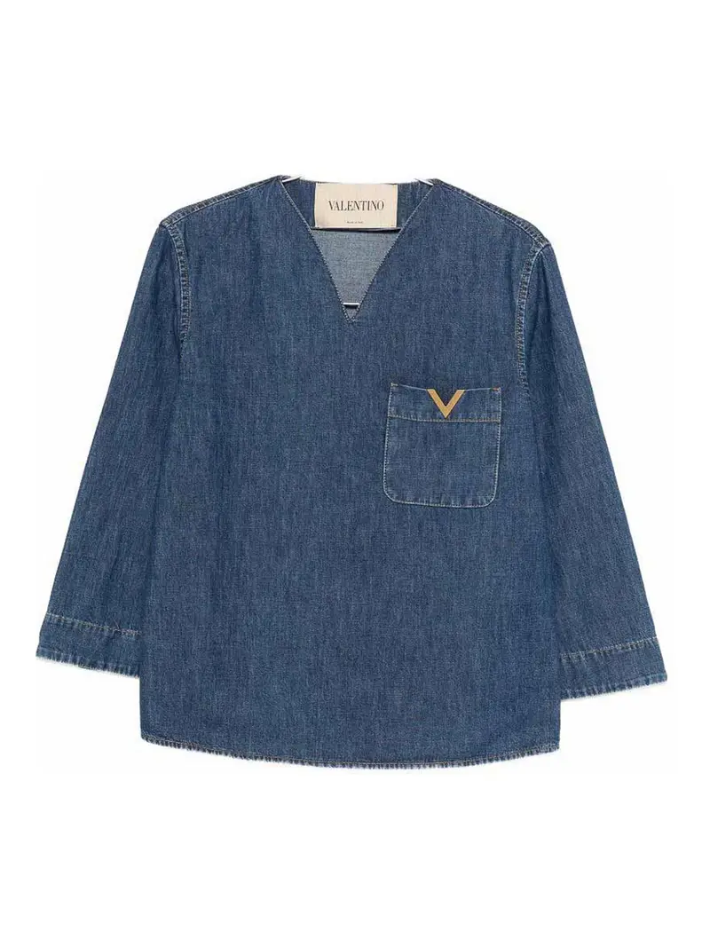 Vlogo Signature Denim Blouse Blu