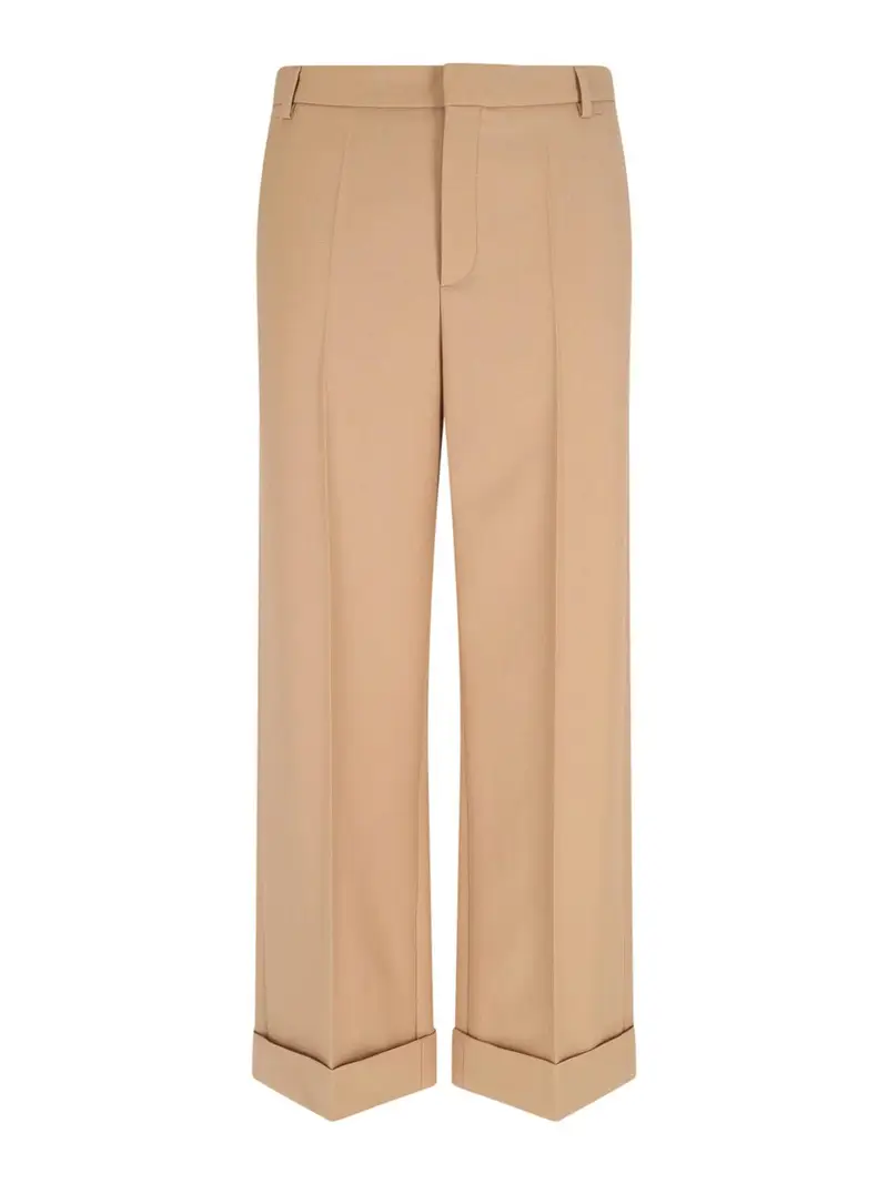 Pantaloni Dritti In Lana Vergine Beige