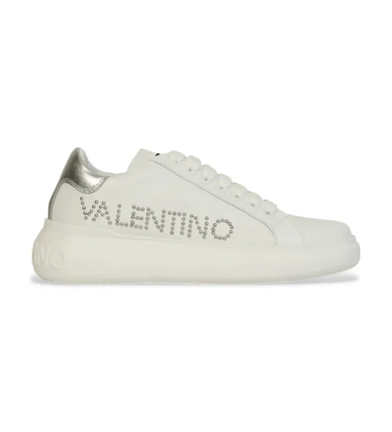 per donna. 95B2302STUD Sneakers Bounce in pelle bianca (37), Bianco, Basso, Stringhe, Casual