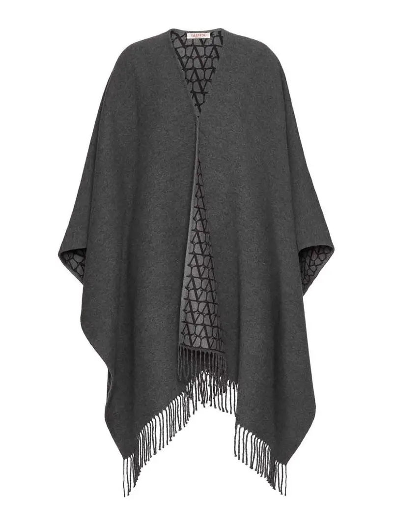 Poncho in misto lana e seta Grigio