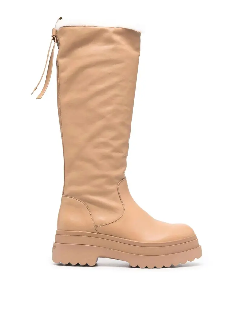 Stivali al ginocchio con lisciva Beige