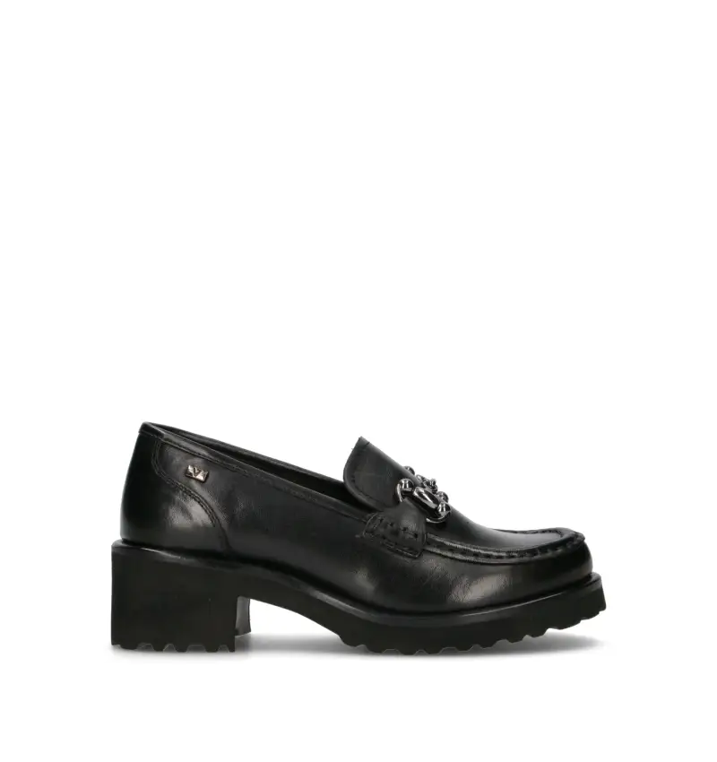 Mocassino donna nero in pelle Vario