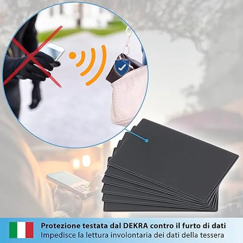 valonic 6 x protezione RFID - extra sottile - nero - per carta bancaria e carta di credito contactless miniatura 2