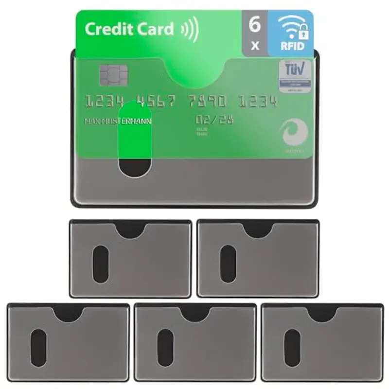 valonic custodia carta di credito contactless - 6x nfc protezione RFID - certificato - inserimento orizzontale - trasparente - custodia bancomat schermato