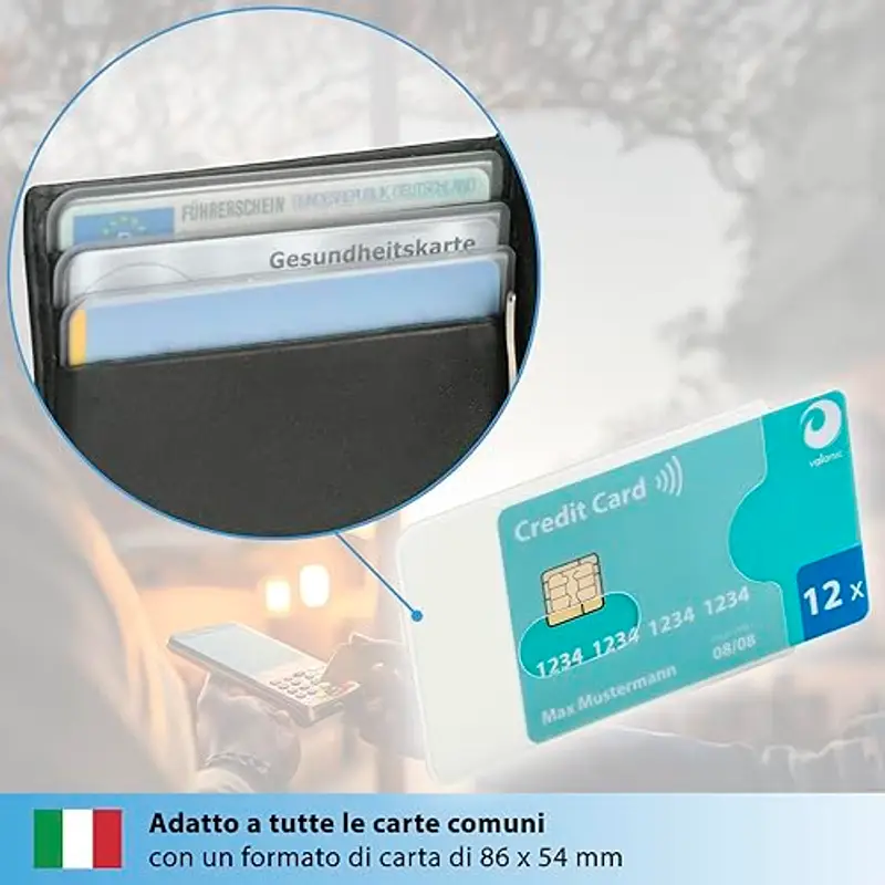 valonic porta tessere plastica trasparente - 12 x custodia porta carte - plastica robusta - foro ritagliato - trasparente opaco miniatura 3