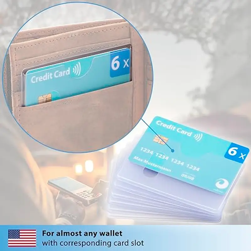 valonic porta tessere plastica trasparente - 6 x custodia porta carte - Inserimento dall'alto - plastica robusta - foro ritagliato - trasparente opaco miniatura 2