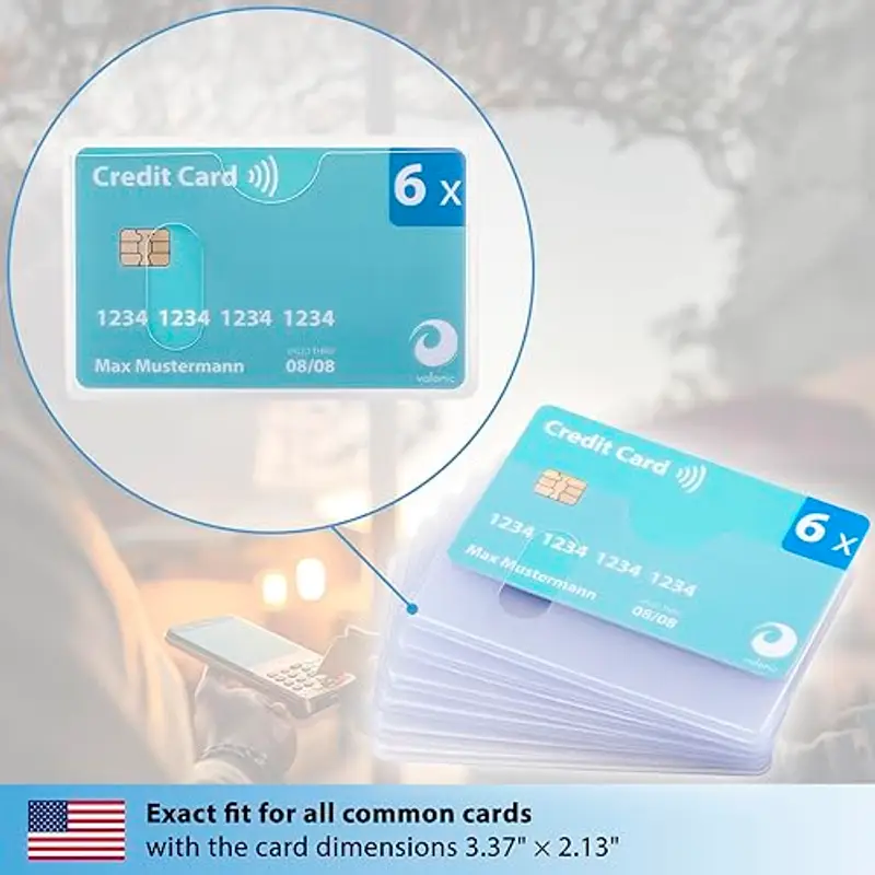 valonic porta tessere plastica trasparente - 6 x custodia porta carte - Inserimento dall'alto - plastica robusta - foro ritagliato - trasparente opaco miniatura 3