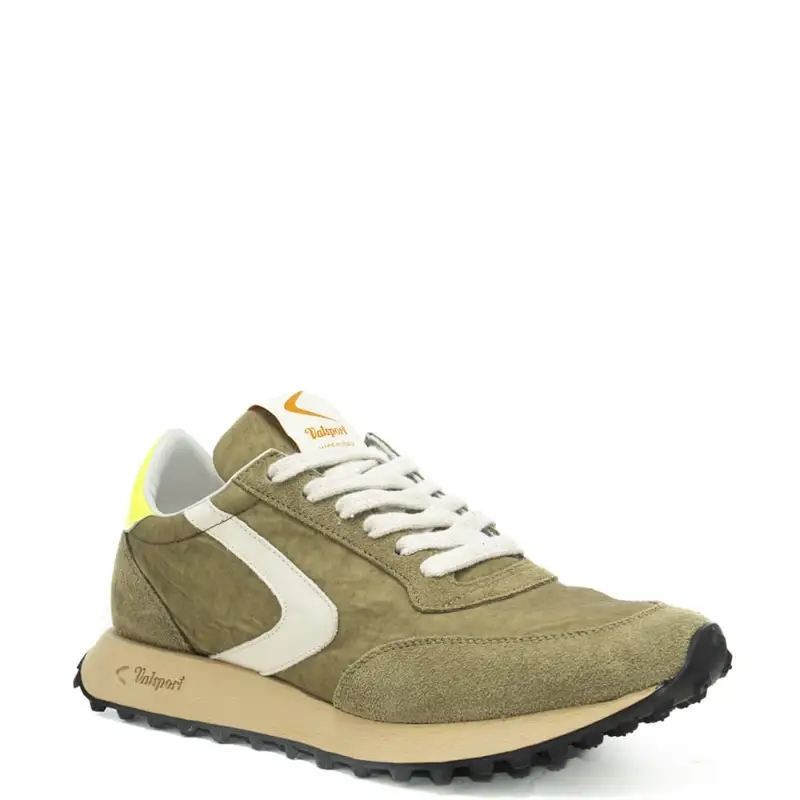 sneakers da uomo start con inserti in suede a contrasto colore fluo verde oliva miniatura 2
