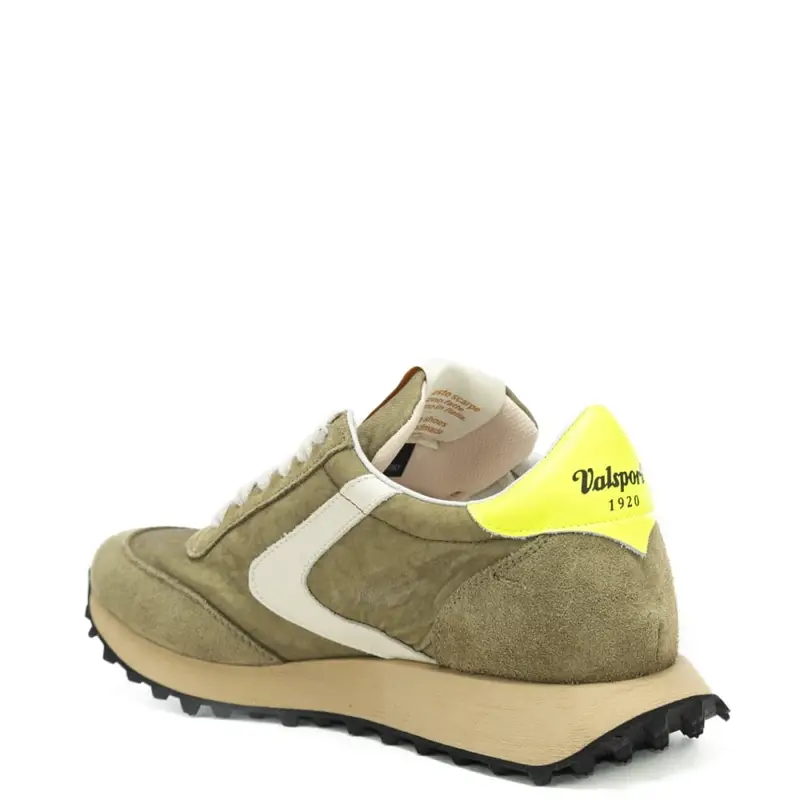 sneakers da uomo start con inserti in suede a contrasto colore fluo verde oliva miniatura 3