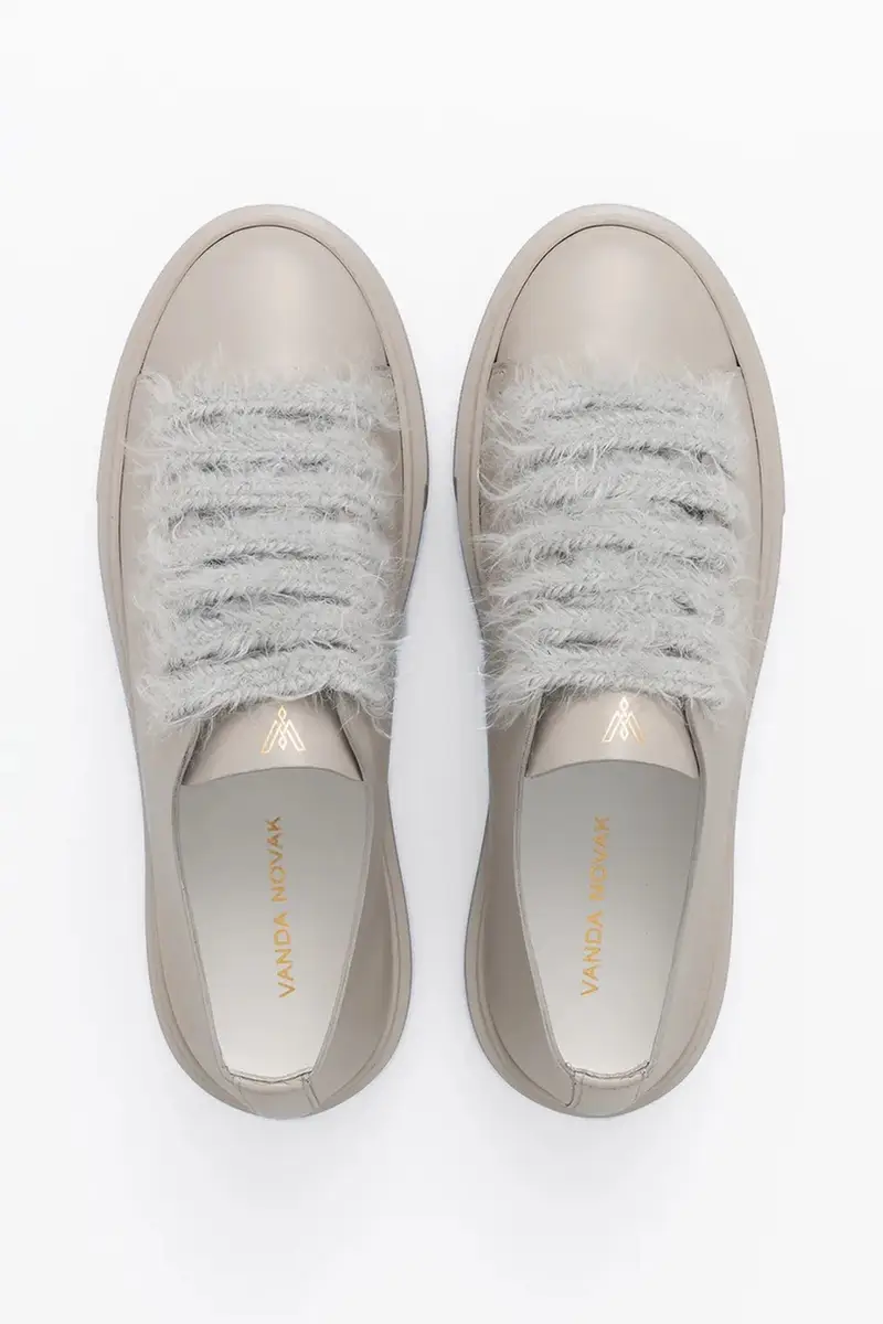 sneakers in pelle Grace colore grigio miniatura 4