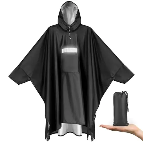 Vankarr Poncho Antipioggia Impermeabile con Maniche Tasca e Riflettore Mantella Antipioggia per Adulti Unisex Portatile