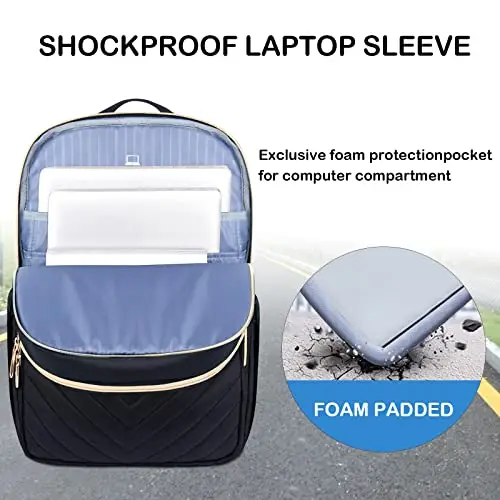 VANKEAN 15, 6 pollici Laptop Backpack per donne uomini lavoro moda con porta USB, impermeabile borsa zaini T elegante miniatura 3