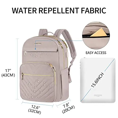 VANKEAN 15, 6 pollici Laptop Backpack per le donne lavoro Laptop Bag moda con porta USB, impermeabile borsa zaini borse miniatura 2